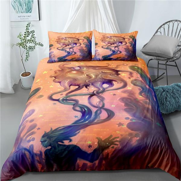 

abstract art printed bedding sets,cartoon duvet cover set colorful bedspreads,microfiber bedclothes,home bedroom decor bed set