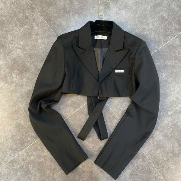 

deat 2020 autumn new arrivals long sleeve notched collar black slim short blazer women coat streetwear mk372 t200828, White;black