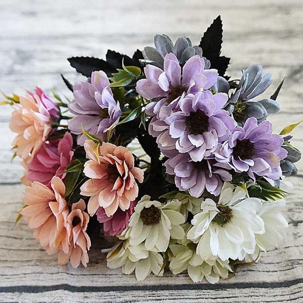 

decorative flowers & wreaths artificial silk daisy fake leaf wedding home party autumn decora plastic ornamental flowerpot simulation plants