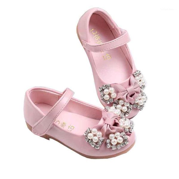 

flat shoes baby girls leather kids bowtie rhinestone pearl princess dress chaussure fille party single toddler 1-15years1, Black;grey