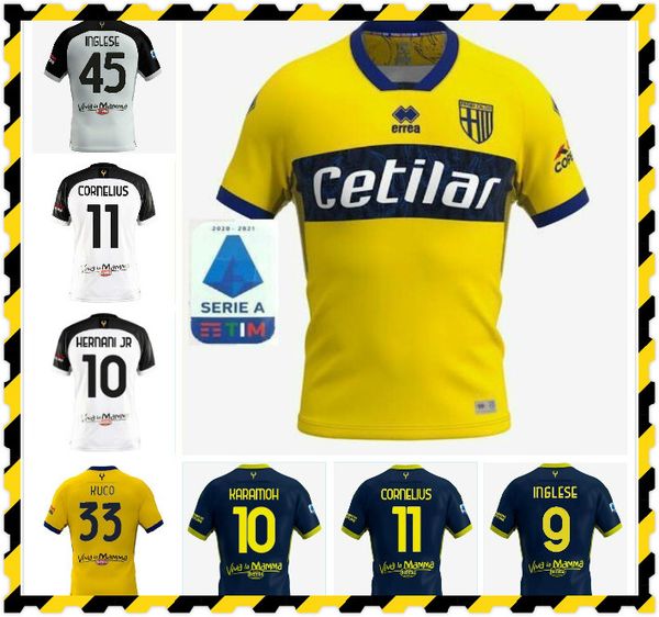 

таиланд 2020 2021 parma calcio soccer jerseys дармиан гервинхо ингльская кука 20 21 карамо корнелиус кулусевский адорант футбольные рубашки, Black;yellow