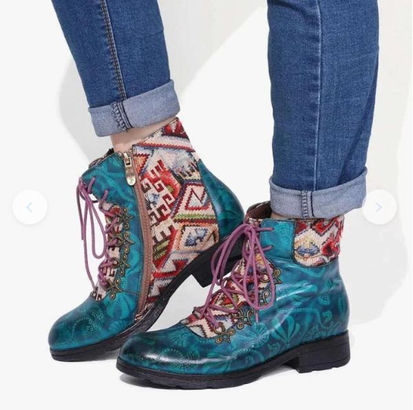 

womens shoes new arrival pu leather casual retro fashion ethnic unique style ladies womens boots zapatos de mujer hd029, Black