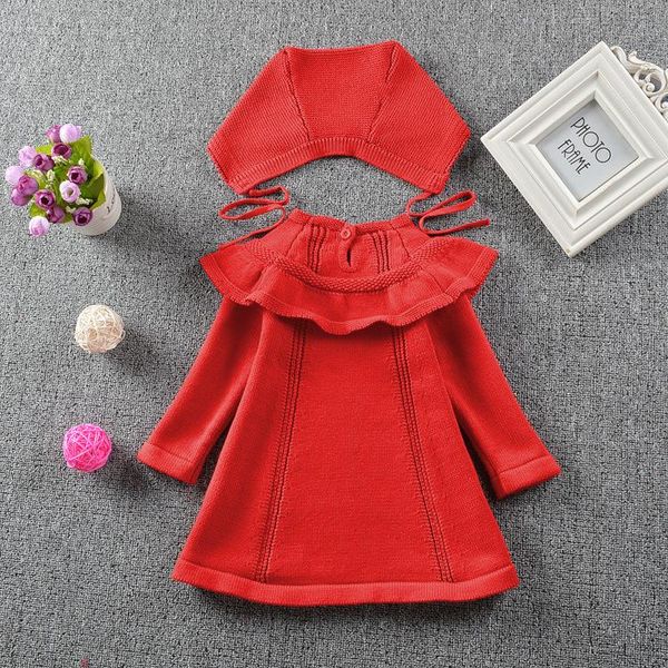 

2020 girls dress cute autumn spring new baby knitted clothes 100cotton infant toddler shirts for girl with cap 2 pcs jllveo, Blue