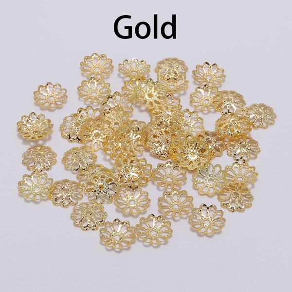 

200pcs 7 9mm gold flower petal beads caps bulk end spacer charms bead caps for jewelry making accessories diy supplies wmtpsp