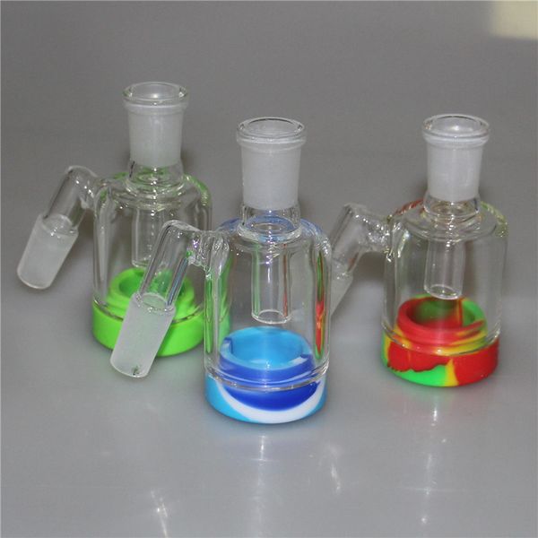 Shisha Glass Ash Catcher Bowl mit Female Male 14mm 18mm Joint Dickglas Ashcatcher Dab Rigs Wasserbecher Bongs Silikonbehälter