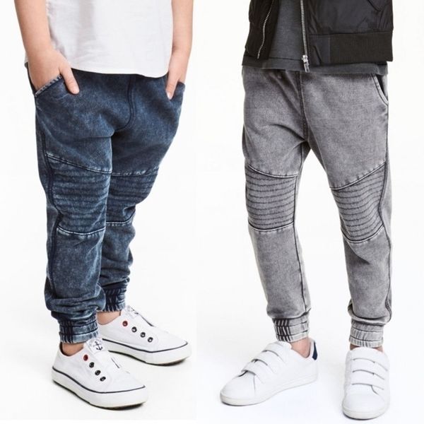 

baby boys pencil sports pants spring new water washing jogging pants children elastic soft jeans for kids fashion bike pants y200409, Blue