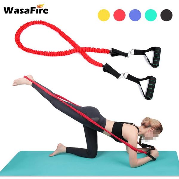 

5 levels yoga resistance bands pull rope with handles elastic fitness exercise tube band for home workouts strength training