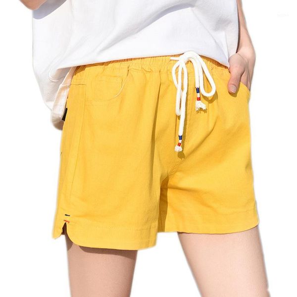 

2020 european and american summer shorts women female high waist linen shorts women plus size loose elastic waist1, White;black
