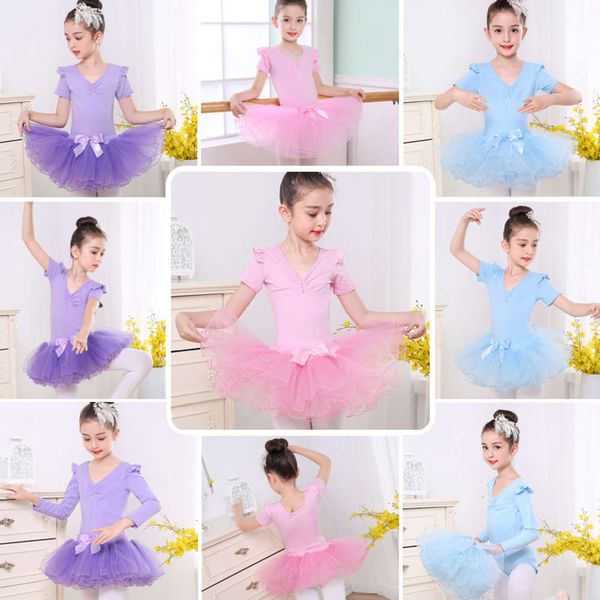 

children's training girl's autumn and winter ballet skirt short sve dance drs, Blue