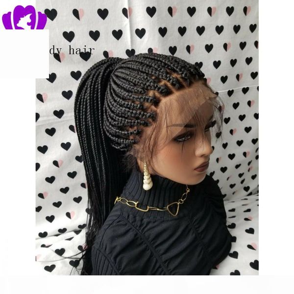 

selling box braids wig with baby hair black brazilian full lace front wig heat resistant synthetic braided wig for black women