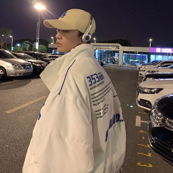 

men's down & parkas hip hop oversized jacket harajuku thicken zipper casual korean loose winter fashion kurtki meskie coat men de50mmf, Black