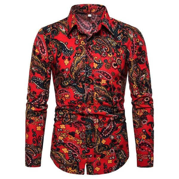 

men's casual shirts spring men fashion long sleeve brand printed button-up formal business polka dot floral shirt -5xl, White;black