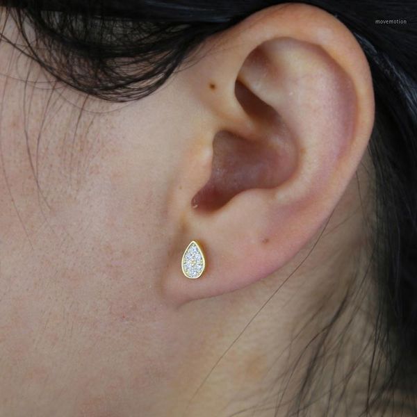 

2020 new 925 silver cz stud earrings jewelry tear drop charm earring ddelicate beautiful elegance women ladies jewelry1, Golden;silver