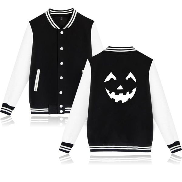 

latest fashion halloween print men women baseball jacket pocket casual long sleeve harajuku hoodies jackets sweatshirt coat, Black;brown