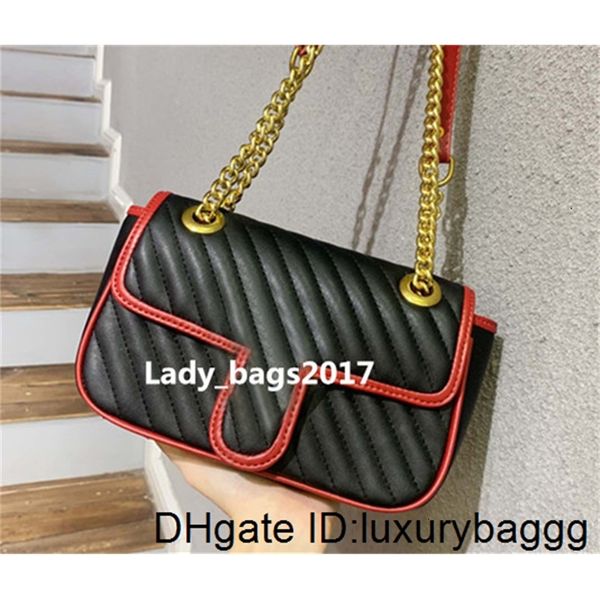 

2020 newset diagonal stripes bags love heart v wave pattern satchel chain handbag women purse genuine leather shoulder bag