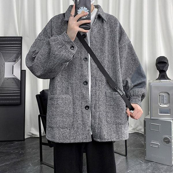 

men's wool & blends winter korean short coat men autumn thick plus sizeblack loose velvet trend abrigos para hombre clothing df50wb, Black