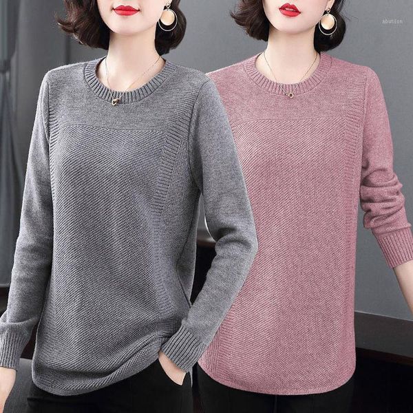 

women's sweaters 2021 autumn winter knit pullover sweater women fashion solid round neck loose long sleeve plus size 4xl y2141, White;black