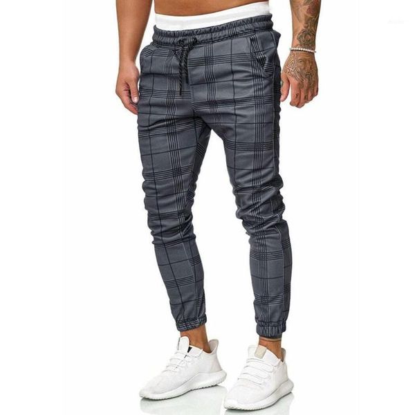 

new style japanese men's pants casual long sports slim check pants jogging sports men's autumn and winter trousers fashion1, Black