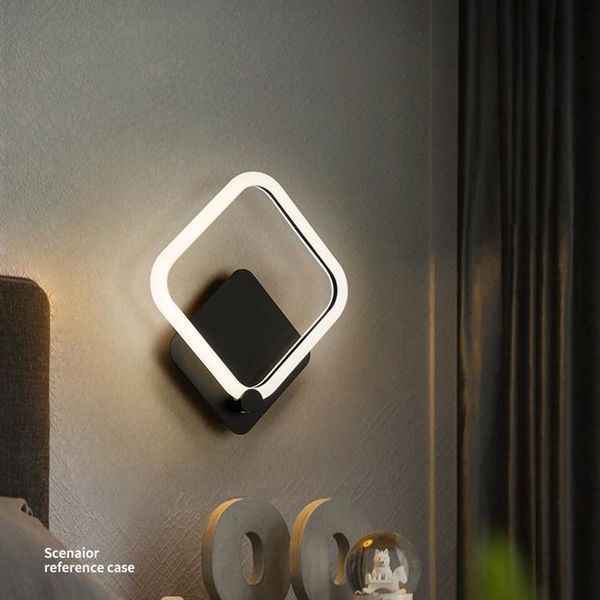 

modern nordic simple square and round metal led wall lamps black white gold wall sconces for living room hallway bedside lights