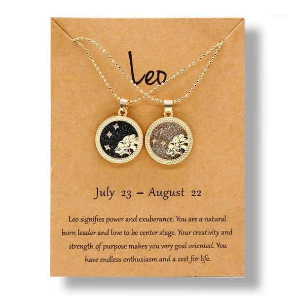 

couple lovers birthday gift vintage 12 constellation zodiac pendant necklace round coin white black resin simple trendy necklace1, Silver