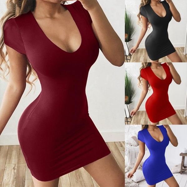 

v neck bodycon dress women summer short sleeve bandage club party dress solid female mini vestidos wdc4151, Black;gray