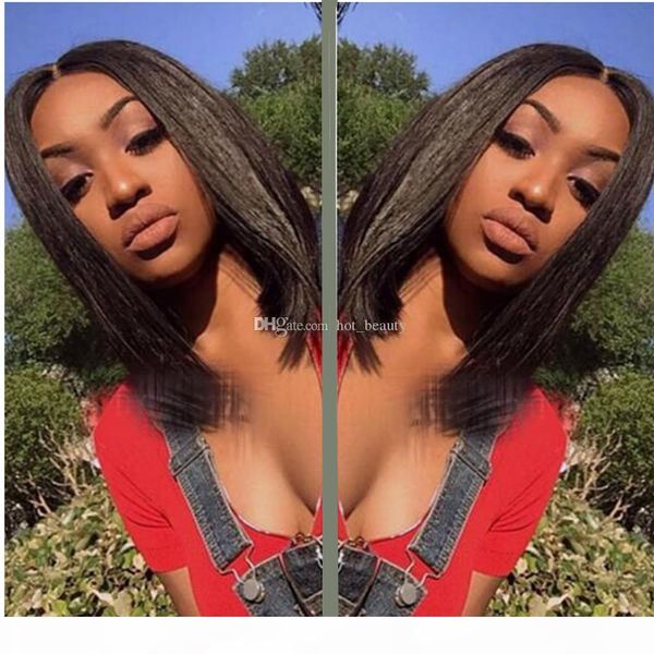

for black women virgin brazilian short bob human hair wigs straight lace front wigs 130 density glueless full lace wigs with baby hair, Black;brown