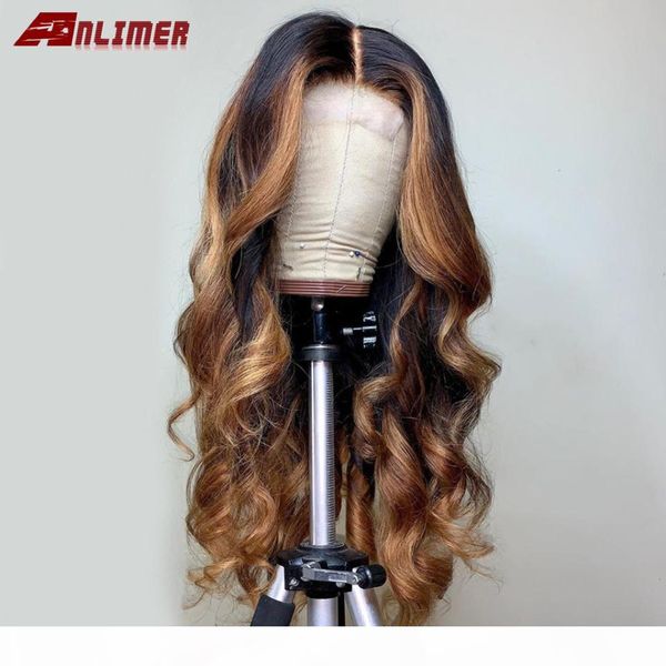

highlight blonde 13x6 lace front human hair wig body wave remy hair wig pre plucked bleached knots with baby hair anlimer, Black