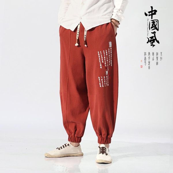 

men's pants casual japanese kimono traditional harem men trousers male chinese harajuku linen long asian clothing1, Black