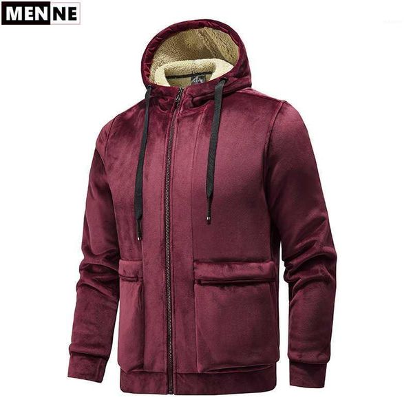 

menne men jacket winter fleece thick coat loose wild lamb cashmere jacket men warm coat mens hooded size l-8xl1, Black
