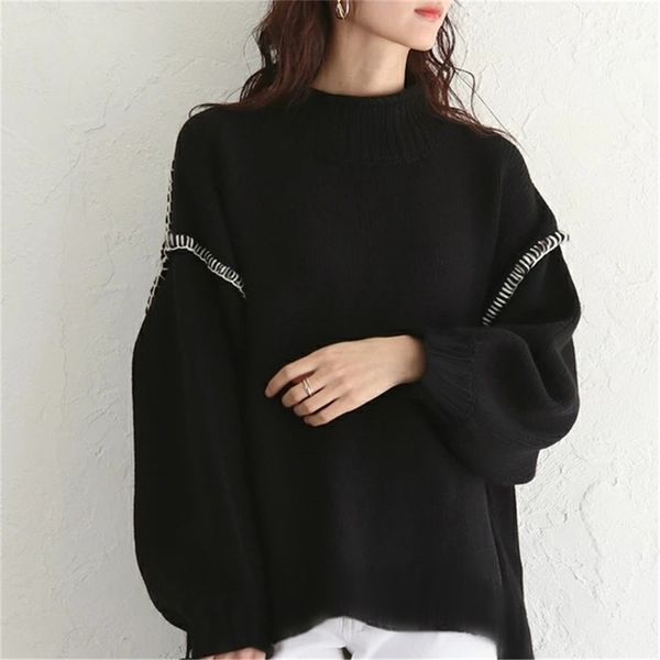 

sweater elegant pullovers knitted women japan style loose warm female knitwear long sleeve casual woollen jumper autumn 201030, White