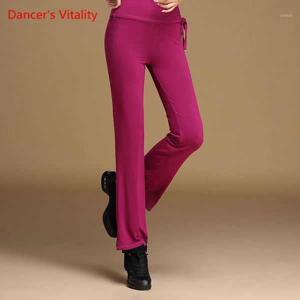 

fashion loose ballroom costume training dress performance wear latin dance trousers for women/female, practice pants m-4xl1, Black;red