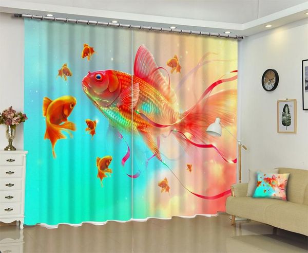 

art goldfish p 3d sunshade window curtain for home