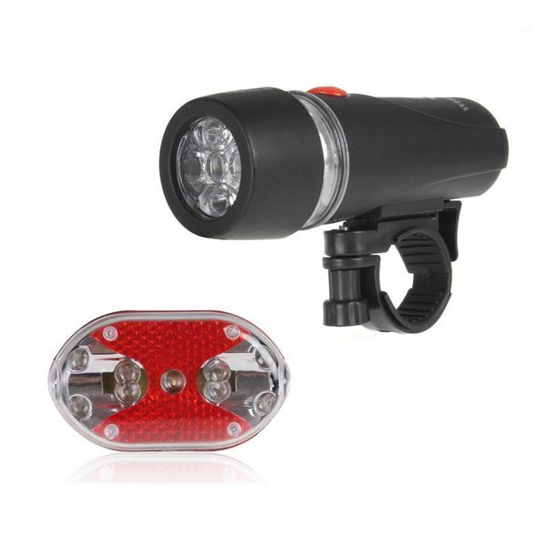 

2pcs/set bike bicycle lights 5 led head light with 9 led rear safety light fits most bikes drop shipping1