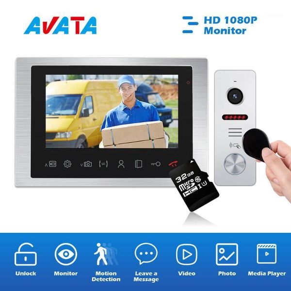 

wired video door phone intercom entry security system 10 inch hd monitor rainproof ir doorbell for home apartment villa building1