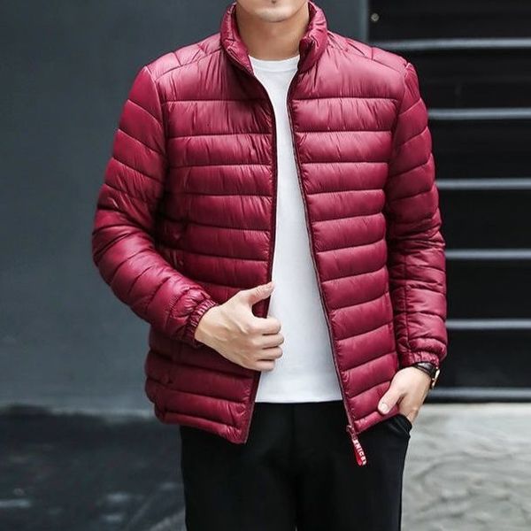 

2020 new men's down jaet lightweight short fashion white du down filling warm trend autumn and winter coat, Black