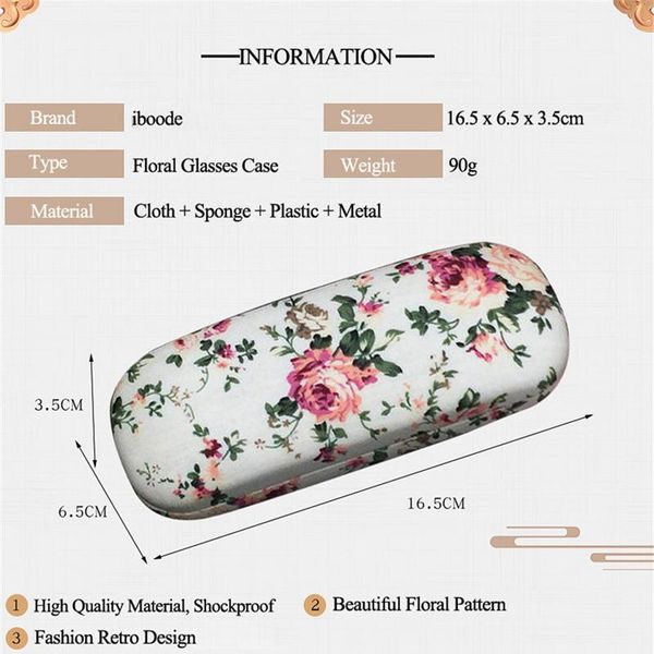 

iboode retro floral printing reading glasses case box women hard flower pattern spectacles storage case holder female organizer h jllndh