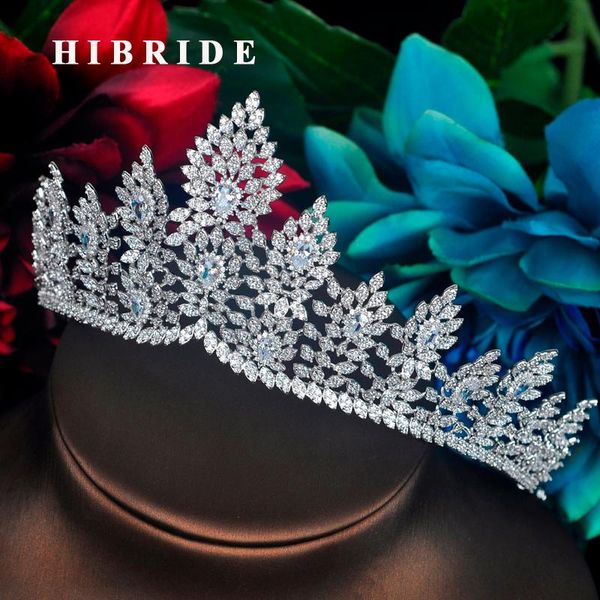 

hibride new luxury flower design women bridal headband tiara&crown sparking cz pave crown hair accessories party gifts c-69, Golden;silver
