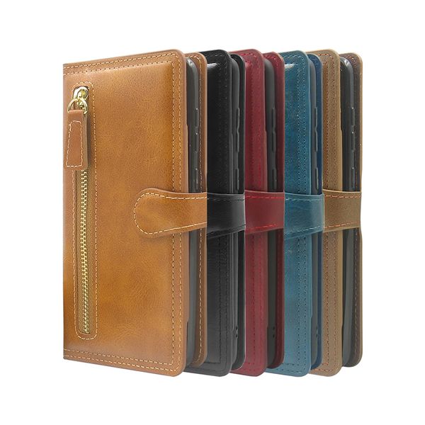 

wallet zipper leather phone case for iphone12 11pro xs max x xr 7 8 phone cover for samsung s10