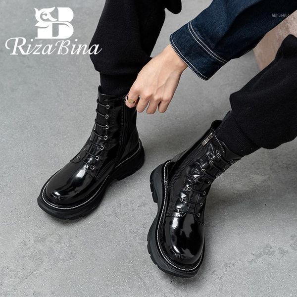 

boots rizabina size 34-42 women ankle fashion snow winter warm shoes casual flat heel daily zipper footwear1, Black