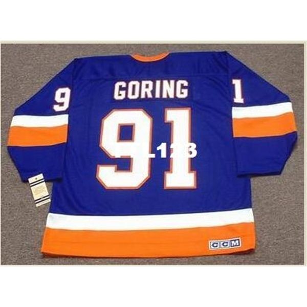 

men #91 butch goring new york islanders 1982 ccm vintage back home hockey jersey or custom any name or number retro jersey, Black