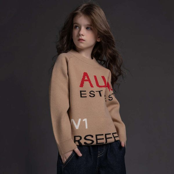 

new neck letter 2020 children's british crew sle bacca cashmere boys' and girls' thickened pullover parent child sweater, Blue