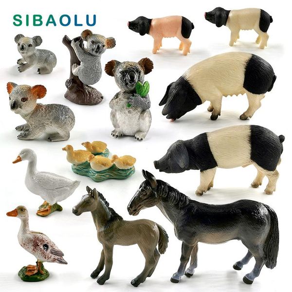 

new farm animal family chicken pig sheep koala figurine model home decor miniature fairy garden decoration accessories