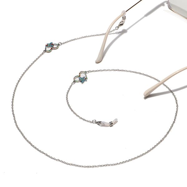 

2021 colorful beads heart butterfly charm glasses chain sunglasses holder lanyard silver color chain for glasses accessories h jlltts