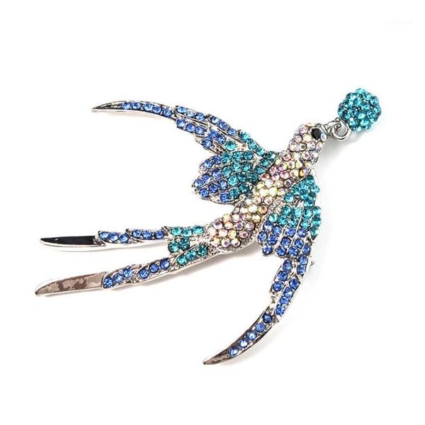 

pins, brooches style elegant swallow full of crystals painting oil brooch creative versatile animal breastpin decorations1, Gray