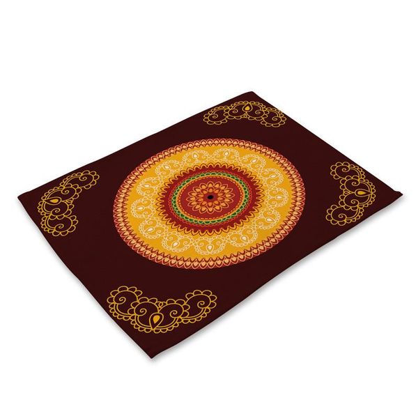 

1pcs mandala pattern kitchen placemat dining table mat coaster cotton linen pads western mat 4232cm home decor accessory mp0039 h bbywtq