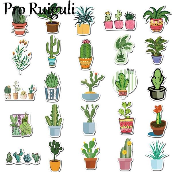 

45pcs green plants cactus scrapbooking stickers packs waterproof luggage motorcycle guitar graffiti kid toy decals pasters gifts wmtxhf