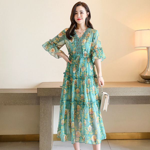 

2021 new women summer dresses short sleeve holiday print dress evening party beach dresses summer sundress 6z78, Black;gray