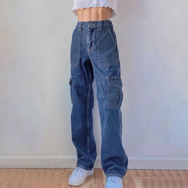 

kpop patchwork jeans pants for women streetwear fashion high waist female denim straight trousers korean punk streetwear, Black;white