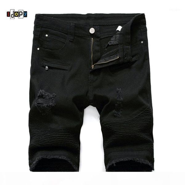 

idopy men roading biker denim шорты летние мотоцикл джинсы шорты для мужской multi pockets дизайнер бренд plus размер 28-401, Blue