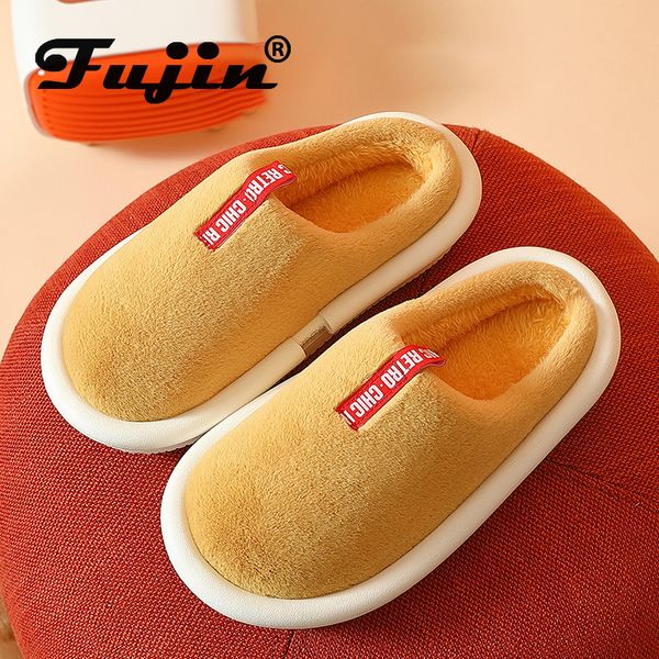 

fujin women men family soft thick sole very comfortable house floor slipper home indoor warm shoes fur slippers winter slippers x1020, Black